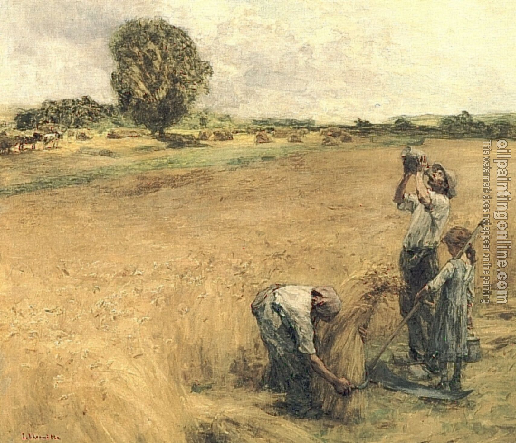 Lhermitte, Leon Augustin - Drinking harvester has the gourde